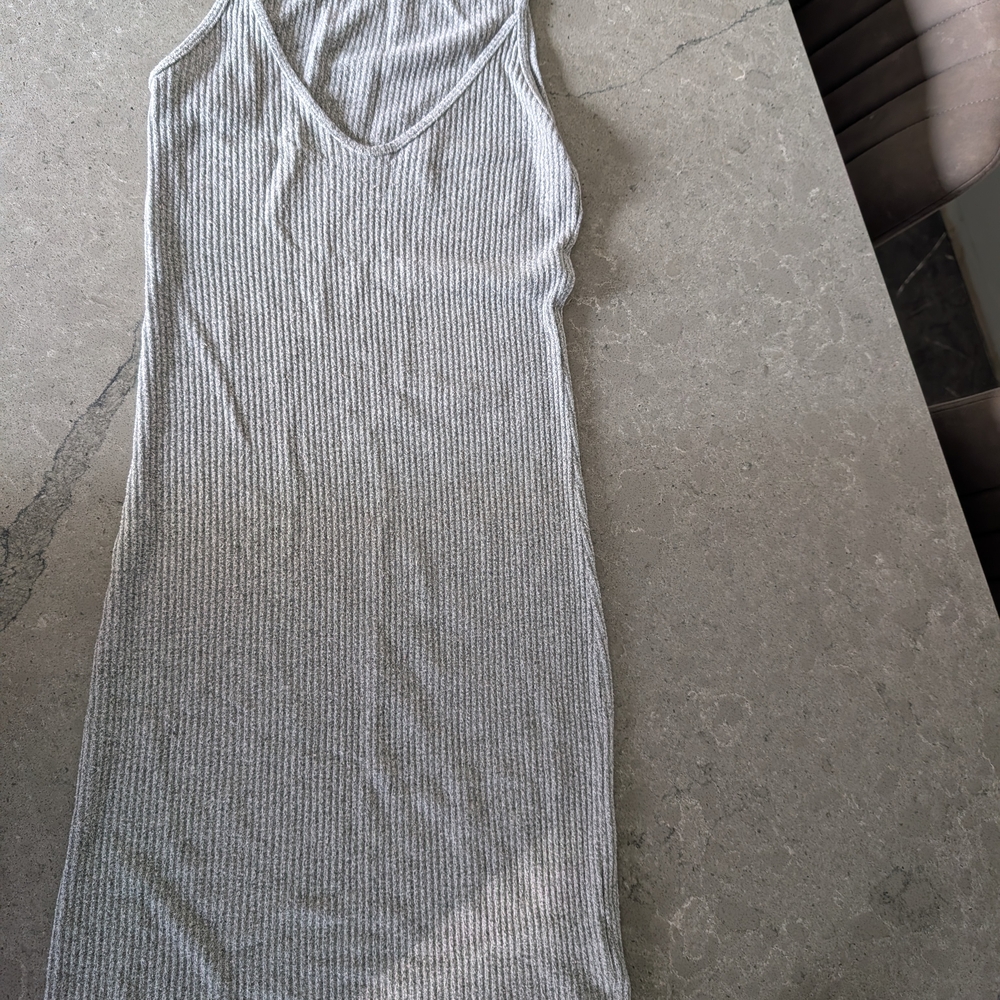 Aritzia Gray Ribbed Knit Dress
